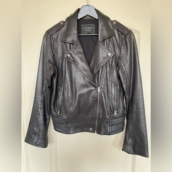 Lucky Brand Leather Moto Jacket - Picture 1 of 4